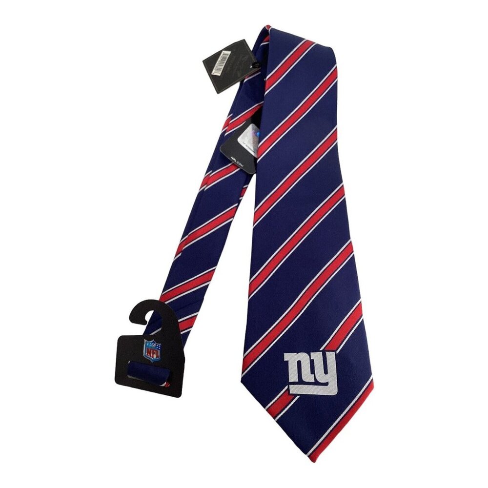 NEW YORK GIANTS NFL Blue Red Stripe Logo Tie  58"-3.9" EC